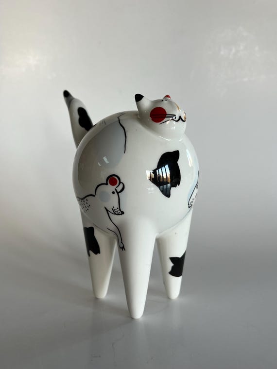希少 Villeroy & Boch ビレロイ&ボッホ 猫の置物　陶器 Vintage 90s VILLEROY & BOCH Porcelain Cat Figurine - Etsy