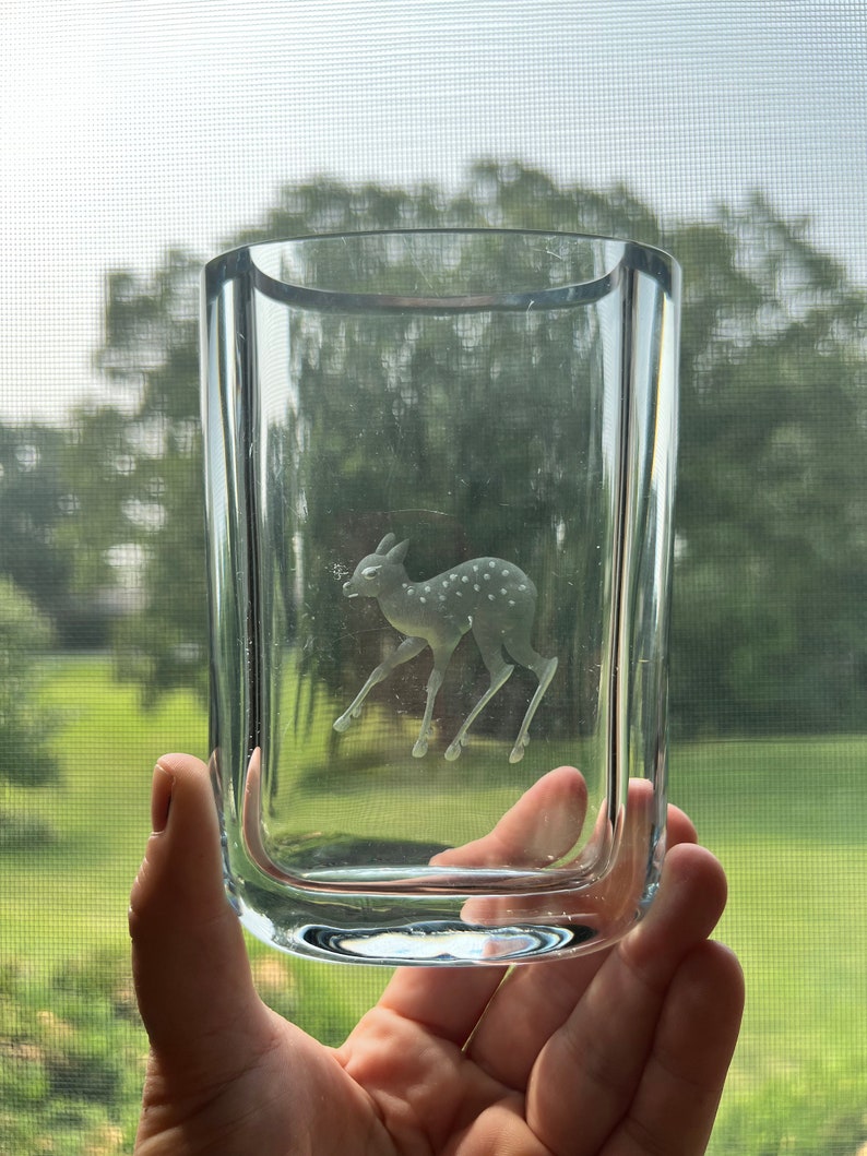 Vintage 30s STRÖMBERGSHYTTAN Fawn Glass Vase image 10