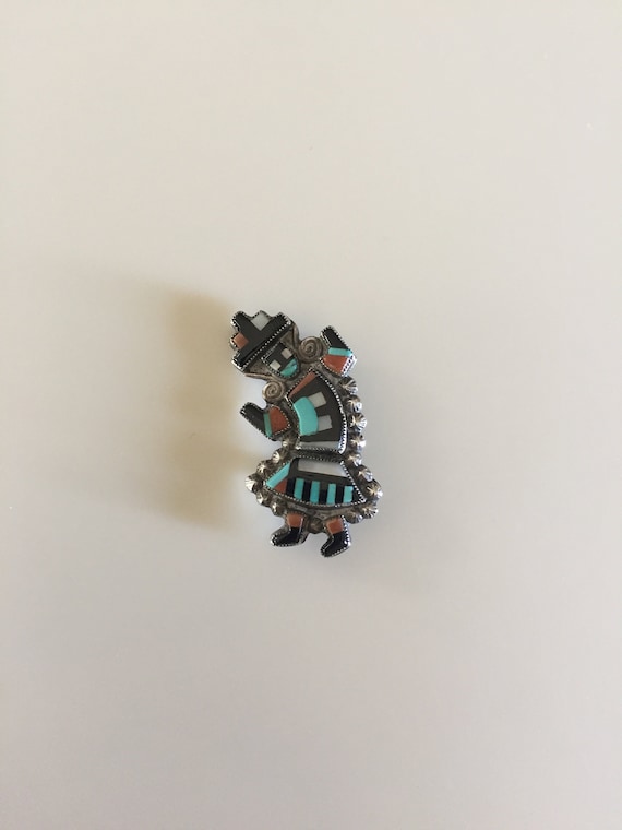 Vintage 40s ZUNI Sterling Rainbow Man Pin