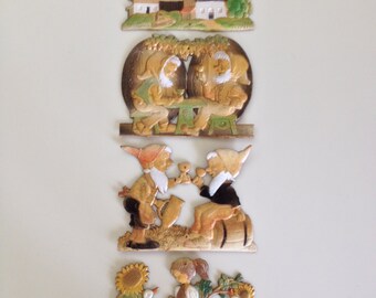 Four Vintage 30s GERMAN Paper Die Cuts