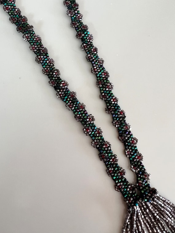 Vintage 1910s FRENCH Long Beaded Necklace - image 7