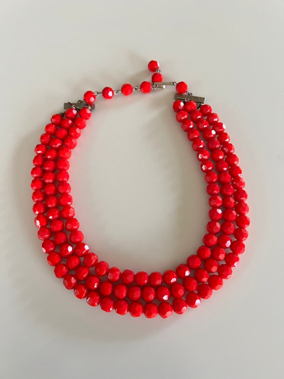 Vintage 30s BOHEMIAN Red Glass Necklace & Bracele… - image 2