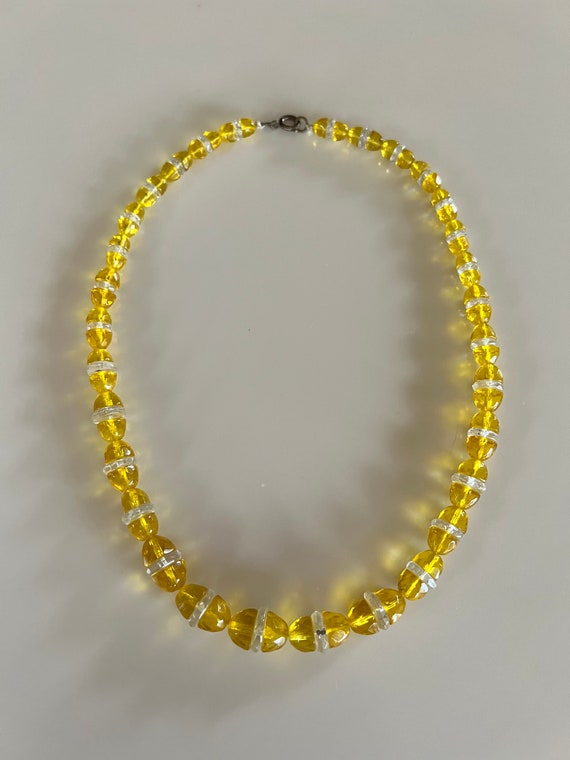 Vintage 30s BOHEMIAN Yellow Glass Necklace - image 2