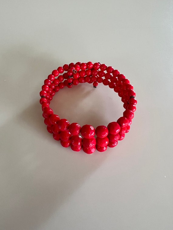 Vintage 30s BOHEMIAN Red Glass Necklace & Bracele… - image 5