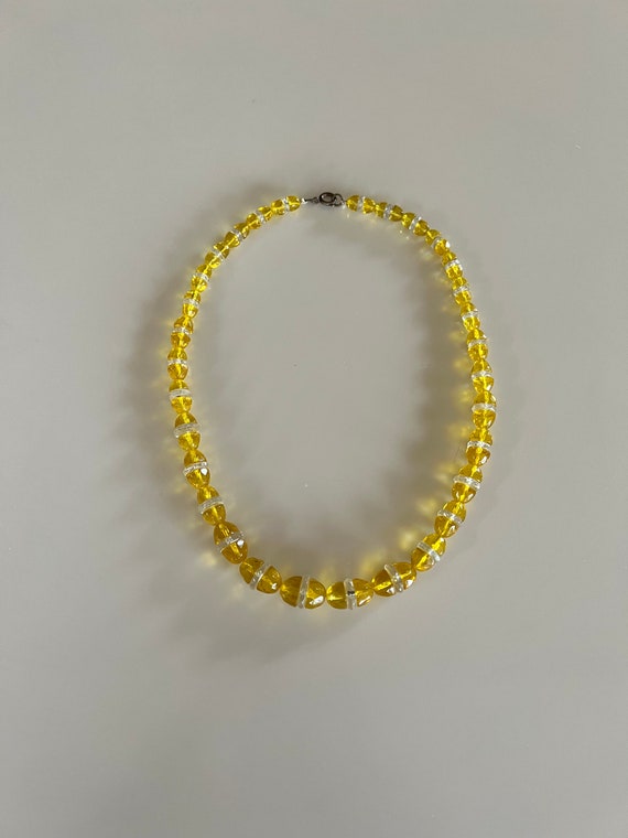 Vintage 30s BOHEMIAN Yellow Glass Necklace - image 1