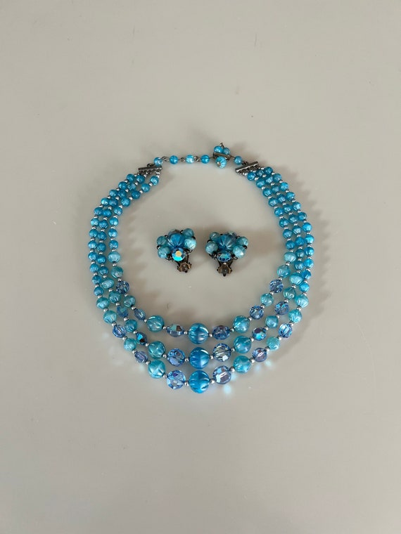 3 pc. Vintage 50s Blue Necklace Set
