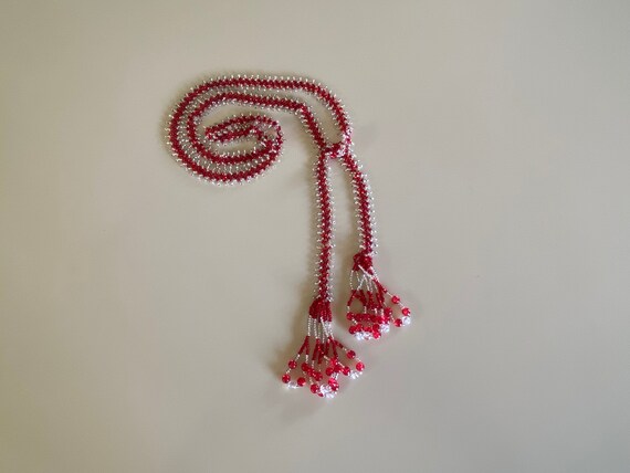 Vintage 20s Red Glass Sautoir Necklace - image 2
