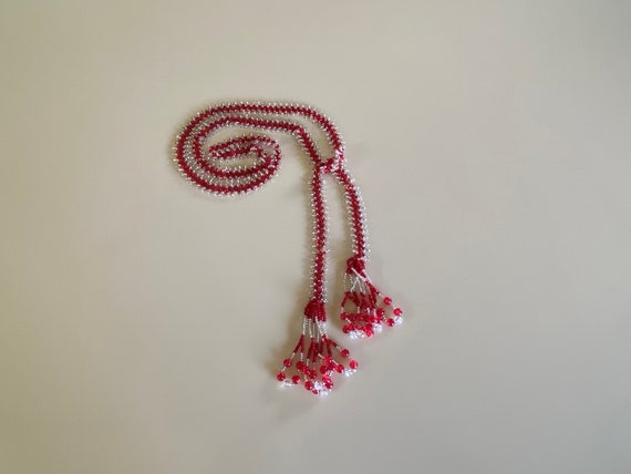 Vintage 20s Red Glass Sautoir Necklace - image 1