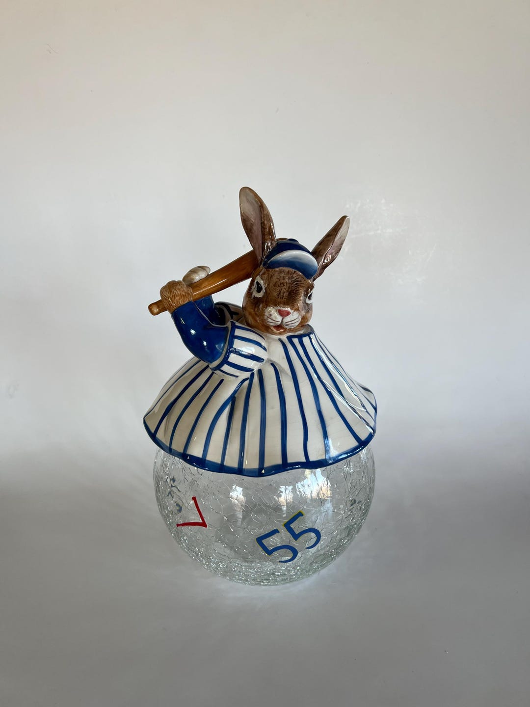 Vintage 80s Baseball Rabbit Ceramic Lidded Jar - Etsy