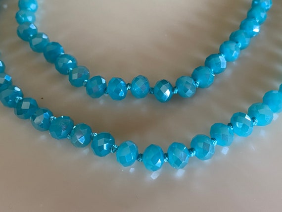 Vintage 40s Blue Glass Necklace - image 2