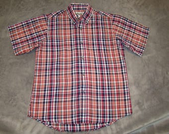 Wrangler Riata Boys Size Large 10-12 Plaid Short Sleeve Button Western Shirt