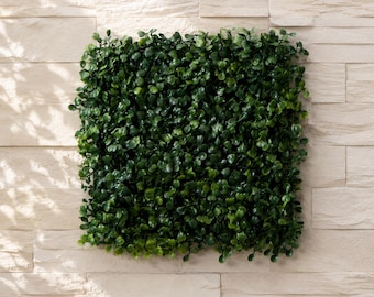 Artificial Boxwood Plant Wall Mat, 10x10 Green Faux Grass Panel, Indoor Decor