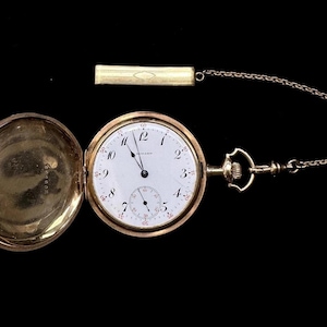 E.Howard Antique 17 Jewel Gold Filled Pocket Watch w/Chain, Belt Loop, Box, COA