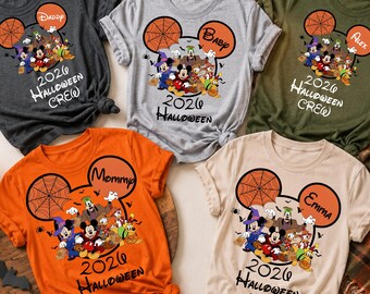 Custom Disney Halloween DTF Transfer, Personalized Mickey Minnie Family Crew, Personalized Name Ready to Press Heat Press