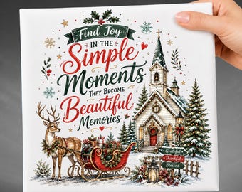 Christian Christmas DTF Transfer, Find Joy in the Simple Moments Church Christmas Design Ready To Press Heat Transfer
