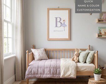 Ballet Gift Girls Dance Teacher Ideas Recital Personalized Name Sign Custom Ballerina Wall Art Shelf Monogram Print Girly Bedroom Decor