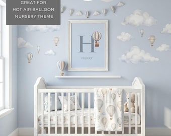 Woodland Nursery Decor Hot Air Balloon Nursery Name Sign Custom Name Baby Shower Gift Newborn Name Sign Nursery Shelf Decor Woodland Nursery