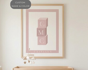 Baby Name Sign Personalized Baby Gift Nursery Wall Art Alphabet Blocks Printable Custom Newborn Gift Girl Bedroom Digital Download Keepsake