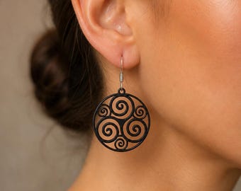 Orbit of Magic Earrings: Sterling Silver Spiral Drop Jewelry, Boho