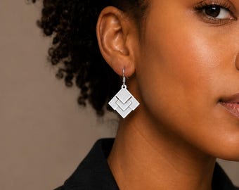 Art Deco Vision Earrings: Geometric Statement Earrings, Vintage Drop Jewelry, Elegant Gift for Her