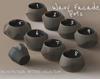 Wavy Facade Planter, Modern Ribbed, Self Watering, Minimalist Japandi Indoor Plant Pot