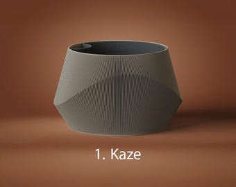 Kaze Wavy Facade Planter, Modern Ribbed, Self Watering, Minimalist Japandi Indoor Plant Pot