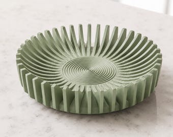 Sage Green Modern Decorative Catchall Tray, Minimalist Radial Bowl, Boho Table Centerpiece Decor