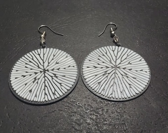 Heartwood Echo Earrings: Round Statement Earrings, Boho Disc Drop Jewelry, Nature Gift for Her