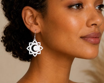 Eclipse of Souls Earrings: Celestial Statement Earrings, Moon Drop Jewelry, Cosmic Gift for Her