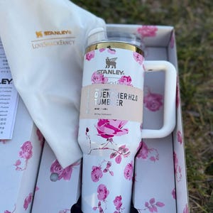 Stanley x LoveShackFancy 40oz bloemenbeker, roze roos quencher H2.0-mok afbeelding 1