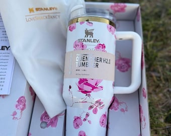 Stanley x LoveShackFancy 40oz Floral Tumbler, Pink Rose Quencher H2.0 Mug