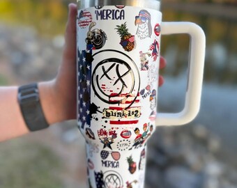Vaso térmico de 1,2 litros (40 oz) con diseño patriótico de EE. UU., taza con asa y águila americana, ideal para viajes.
