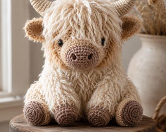 Haakpatroon Schotse hooglanders amigurumi | Zelfstudie realistische shaggy knuffel (pdf-download)