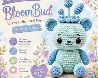 Patroon gehaakte beer pdf | Zelfstudie teddybeer amigurumi, bloemenkroon (digitale download)