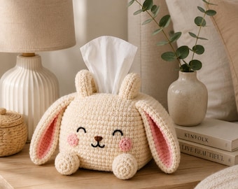 Patroon hoesdoos gehaakt konijntje | Huisdecoratie konijn amigurumi (pdf-download)