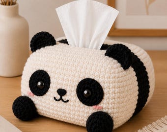 Patroon hoes gehaakte panda tissuedoos pdf, kawaii amigurumi-huisdecor (patroon voor beginners)