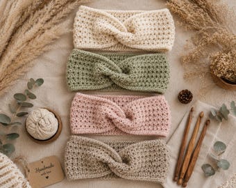 Patroon gehaakte hoofdband | Oorwarmer met gedraaide stersteek (pdf-download)