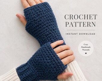 Eenvoudig haakpatroon vingerloze handschoenen, pdf-polswarmers met textuur (directe download)