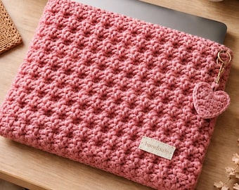 Grof gehaakt laptophoespatroon | Boho-etui met wafelsteek (pdf-download)