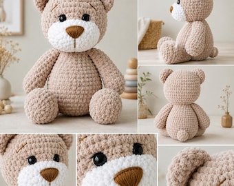 Patroon gehaakte teddybeer | Zelfstudie pluche amigurumi-speelgoed (pdf-patroon)