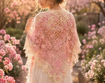 Eenvoudig gehaakt sjaalpatroon | Boho zomeromslagdoek met bloemenkant (pdf-download)