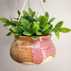 Hanging Plant Pot with Wire Wrapped Cotton Cord - Pottery | Ceramic | Planter