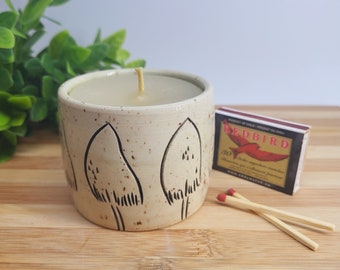 Bees Wax Hemp Wick Candle in Handmade Pottery Bowl - 4oz | Reusable | Ceramic