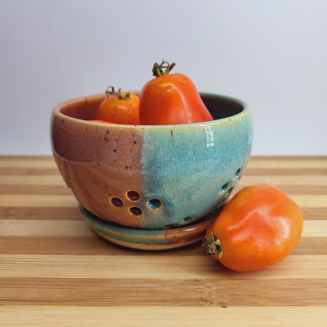 Berry Bowl Strainer Colander Pottery Ceramic Etsy