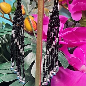 Black Delica beaded earrings