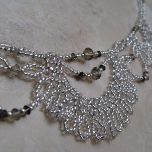 Silver lacy beaded sparkly necklace