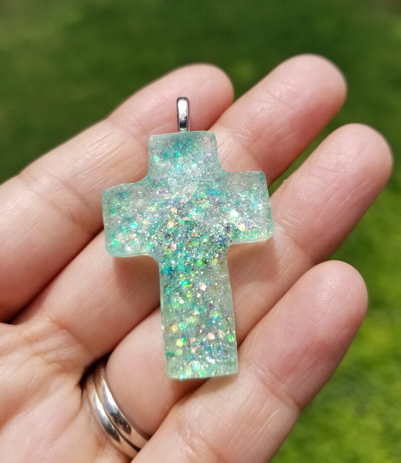 Resin Pendants Christian Jewelry Cross Pendant Flower Etsy