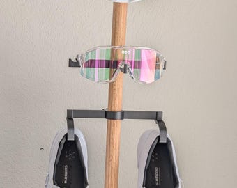 Cycling Gear Organizer Bundle | Helmet, Shoe & Sunglasses Rack Set for 1 Inch Dowel | PETG-CF | Austin Made