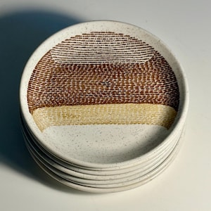 Platos de postre vintage Bilton Ironstone de 16,5 cm (6,5 pulgadas), color marrón con estampado abstracto moteado, fabricados en Inglaterra en la década de 1970.