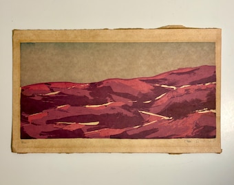 Abstract Pink Rocky Island Landscape Ltd Edition Screenprint 6/10 by Swedish Artist Lars Bjonni Andersson 1980